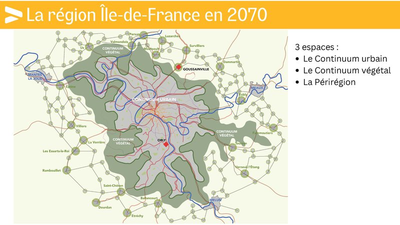 Carte prospective Île-de-France 2070, réalisation de l’équipe C « Continuum »
