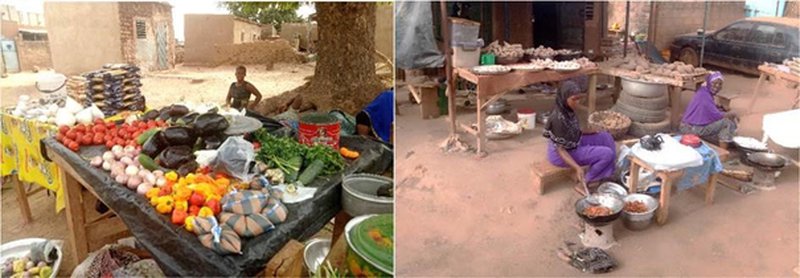 Figure 3 : Vues sur les commerces de proximité dans les ruelles de Bissighin, L. Guigma, avril 2020